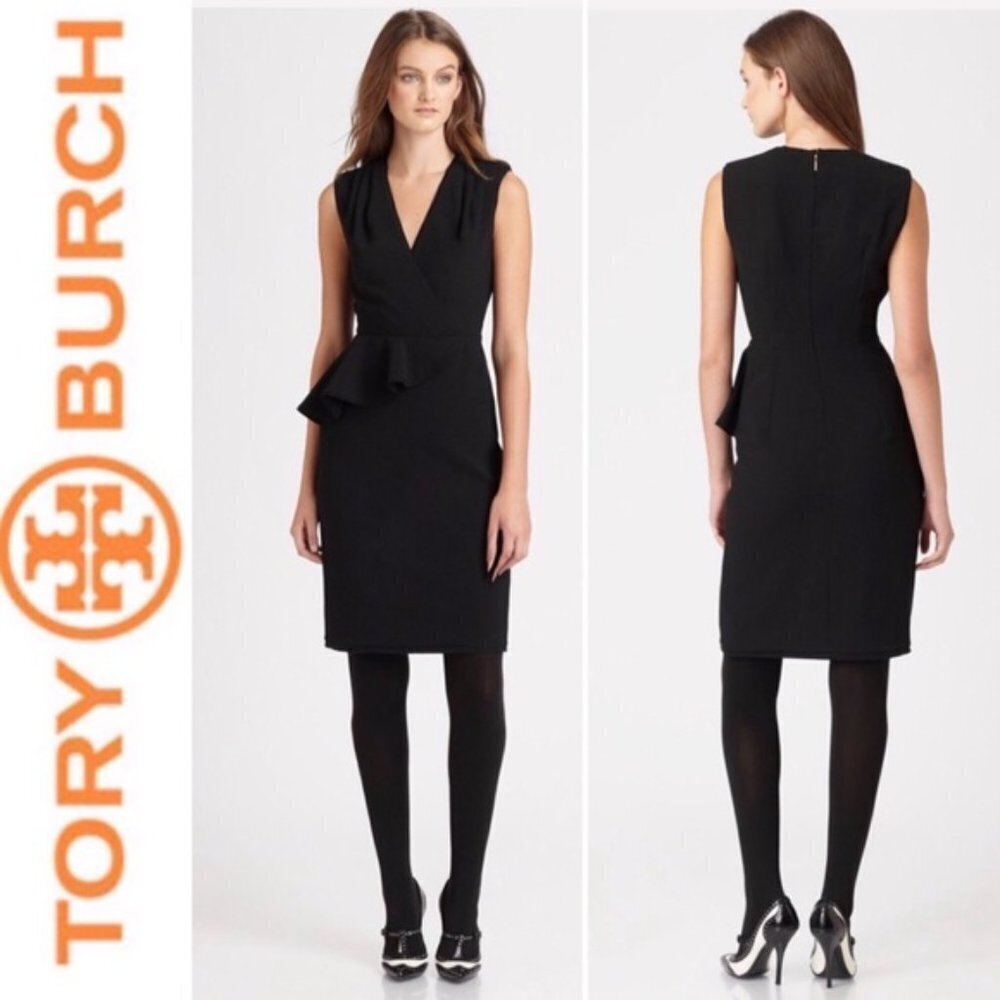 ✅ Tory Burch LBD Brooklyn Dress‎ Sz 0 Wool Blend Lined BLACK